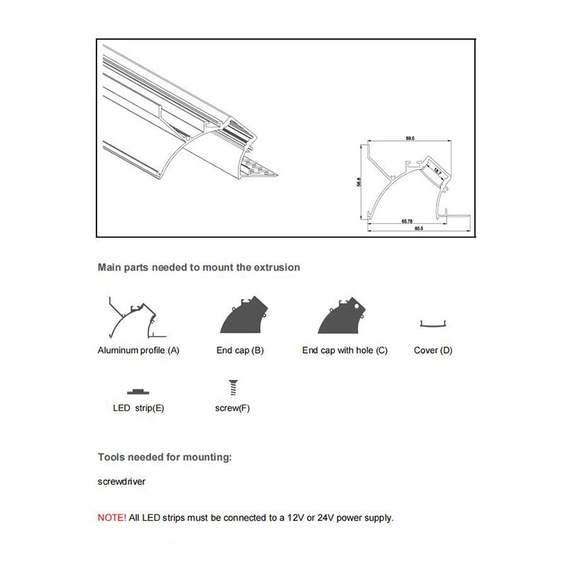 2024 Indoor Ceiling Cove Lighting LED Aluminum Profile Recessed with Angle Shape Customizable Cutting Bending Punching Services