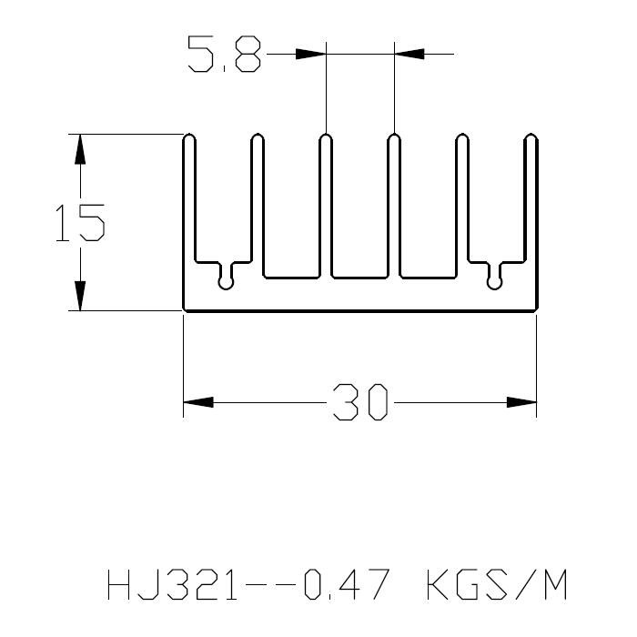 Aluminum IC MOS Heatsink 30(W)*15(H)*25(L)mm Custom Electronic Heatsink