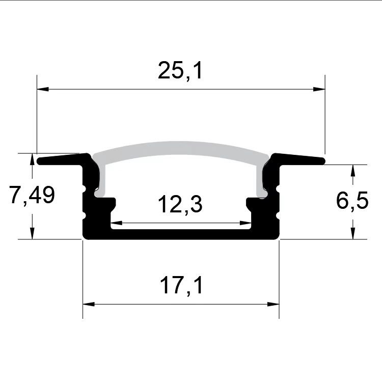 6063-t5 embedded aluminum Led aluminum profile for LED light strip and LED light strip aluminum channel