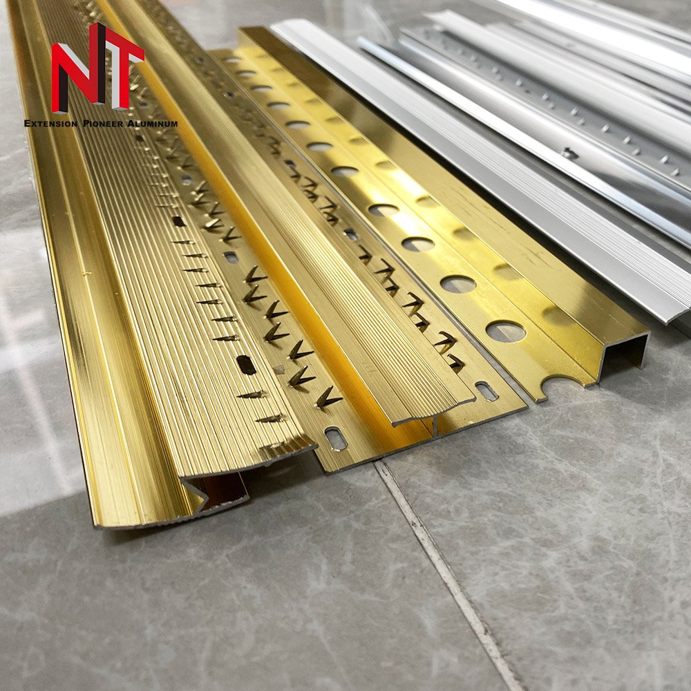 NT foshan aluminium manufacturer customized Anodizing golden silver tile trim decoration aluminum profile