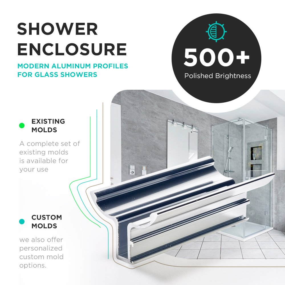 Enhance Your Bathroom Aesthetics with Modern Designs 6463 Stylish Aluminum Trims for Glass Shower Enclosures