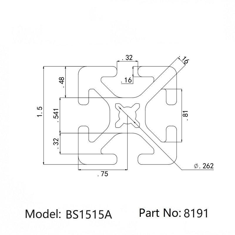 china manufacturer 8191 15 series BS1515A 15 Industrial Aluminum extrusion t slot aluminium profile for industry 15 inches