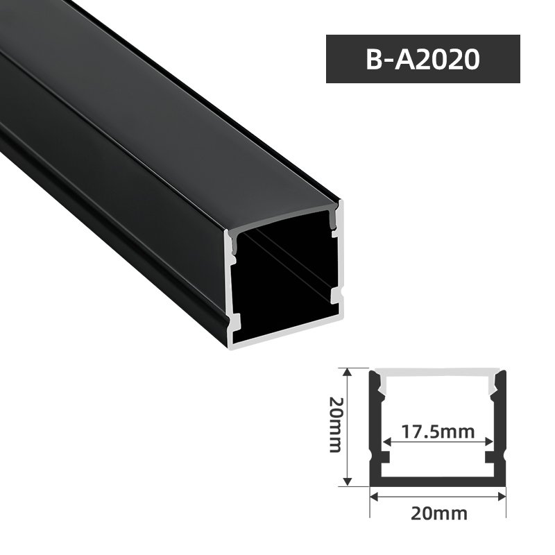B-A2020 Black Extruded Aluminum Bar Profile, Aluminum Framing Channel for Ceilling Background Wall Lighting