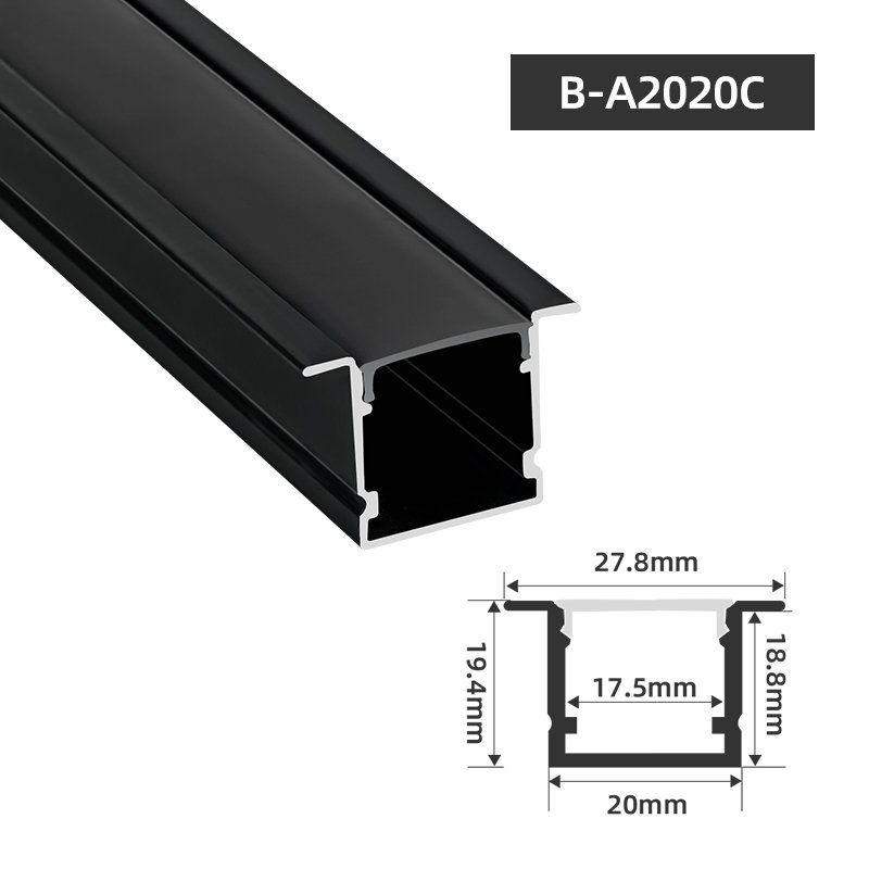 B-A2020 Black Extruded Aluminum Bar Profile, Aluminum Framing Channel for Ceilling Background Wall Lighting
