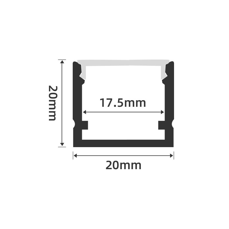 B-A2020 Black Extruded Aluminum Bar Profile, Aluminum Framing Channel for Ceilling Background Wall Lighting
