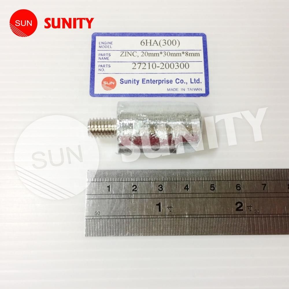 TAIWAN SUNITY High performance 6HA Zinc anodes OEM 27200-300400 20mm*30mm*8m for Yanmar 6HA inboard