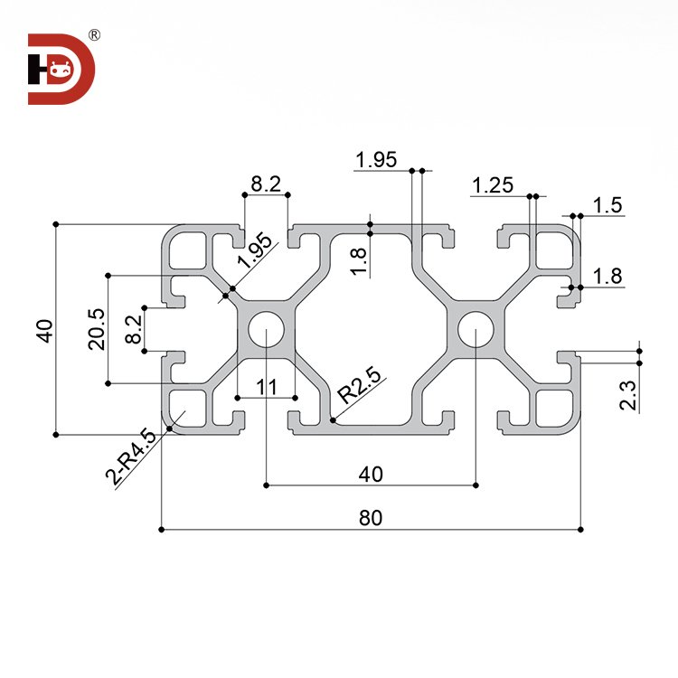 Industrial extruded aluminum profile 4080 aluminum alloy profile 2.0mm production line workbench