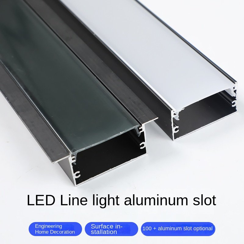 Black LED Aluminum Profile Strip Channel Holder Cabinet Linear Bar lighting with Milky/Black Cover For 5050 2835 Light Strip