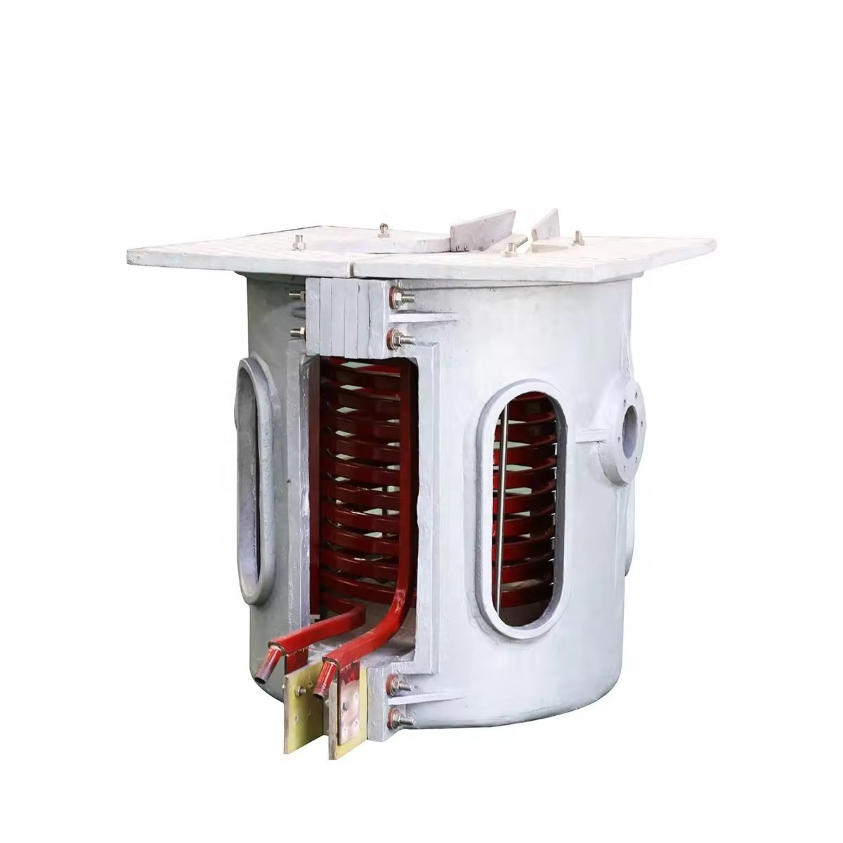 Iron, copper and aluminum melting furnace500kg1000kg1500kg equipped with crucibles, closed cooling towers, ingot molds