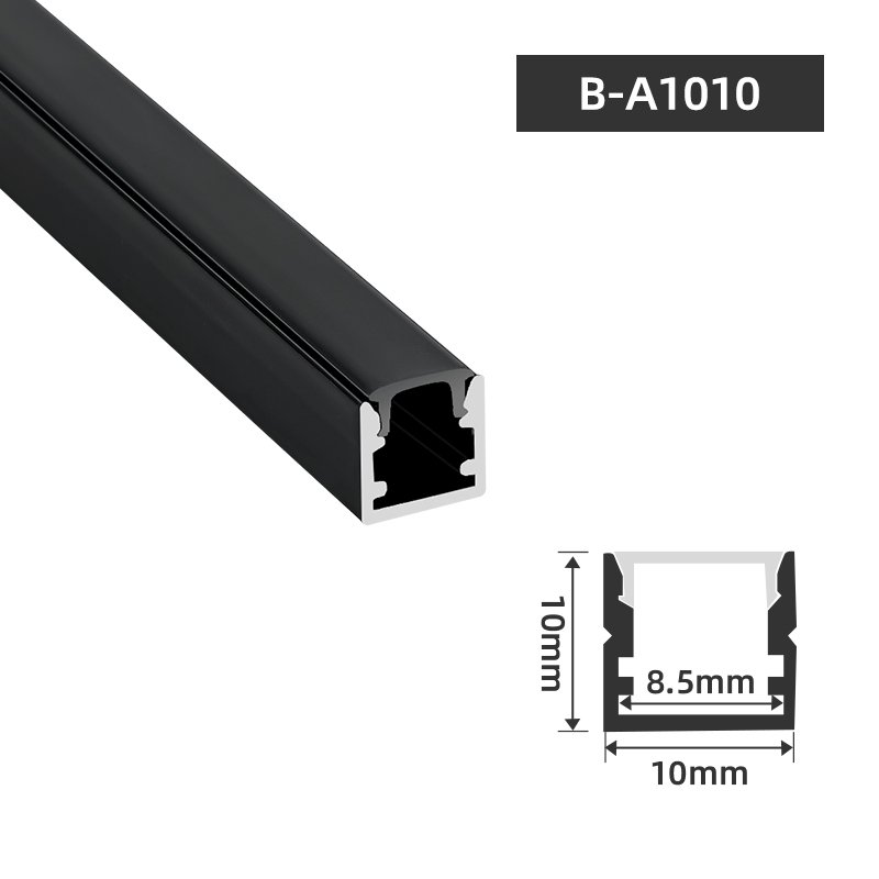 B-A1010 Factory Wholesale High Quality Black Anodized U Shape LED Aluminum Profile, Recessed Mounting Aluminum Profile