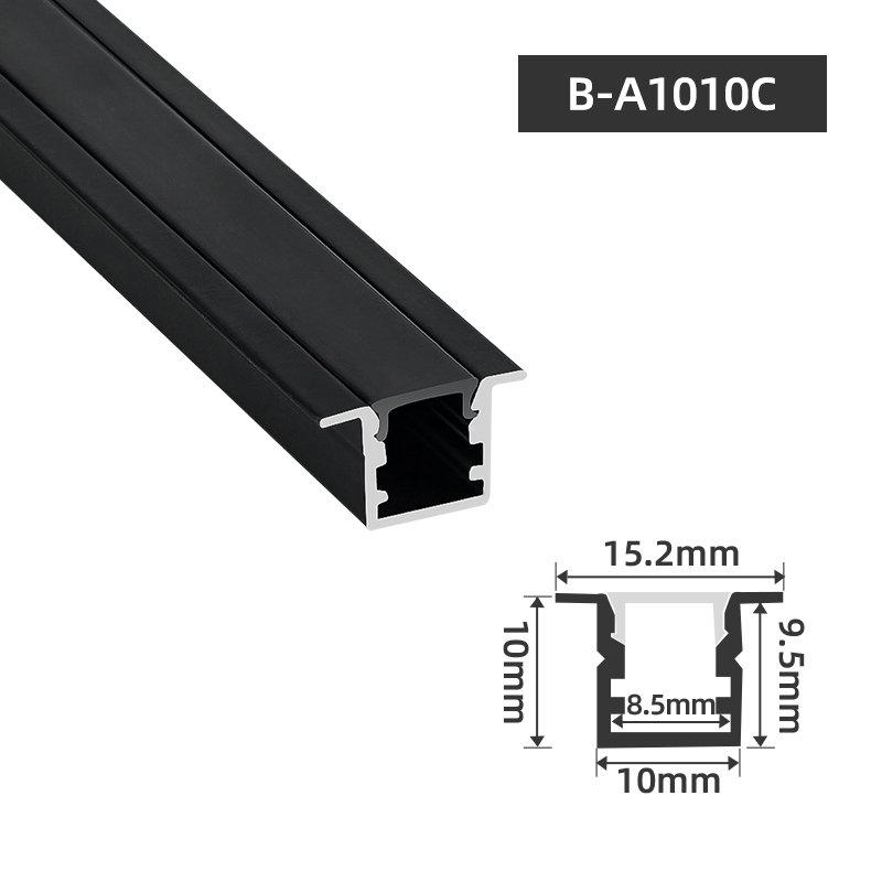 B-A1010 Factory Wholesale High Quality Black Anodized U Shape LED Aluminum Profile, Recessed Mounting Aluminum Profile