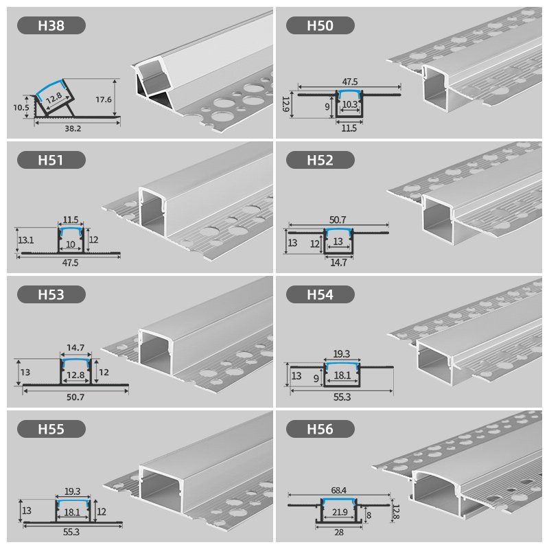 Hot Sale 1M 2M 3M Plaster Led Strip Aluminum Profile Channel Ceiling Drywall Aluminum Led Profile