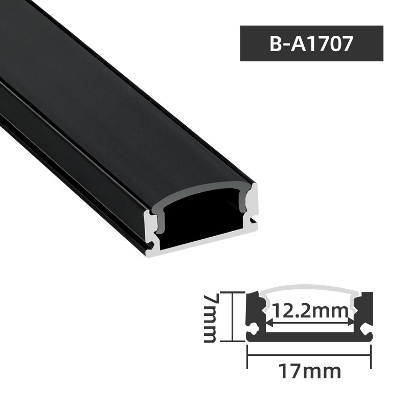W17*H7mm Embedded Black Aluminum Profile Extrusion Channel, Custom Extruded Black Aluminum Profiles Channel