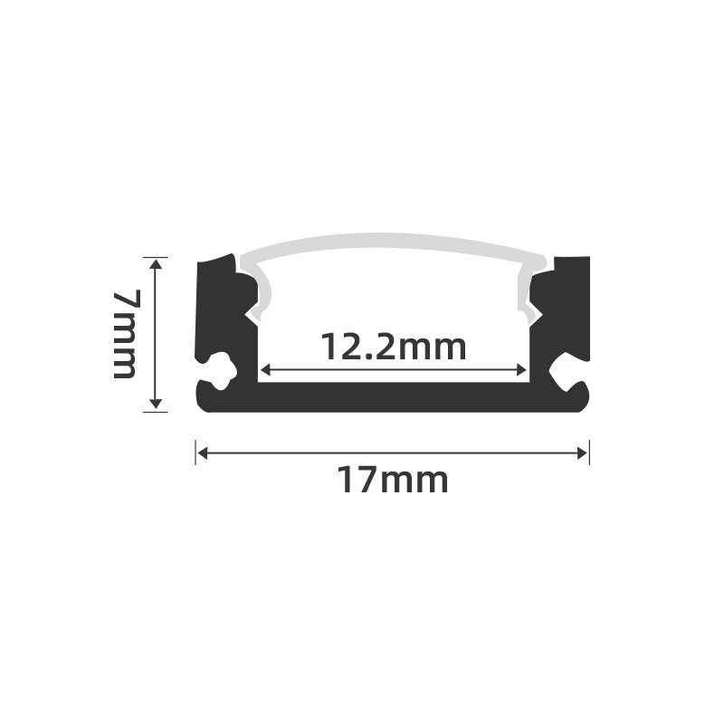 W17*H7mm Embedded Black Aluminum Profile Extrusion Channel, Custom Extruded Black Aluminum Profiles Channel
