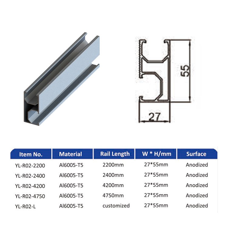 Aluminum Profile Aluminum Extrusion Profile solar panel mounting system rail solar mounting system