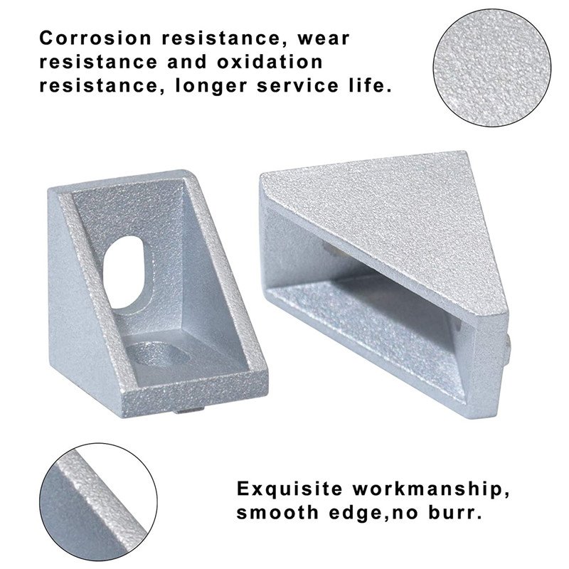 Factory High Quality Die Cast Aluminum Triangle Angle Brackets Connector Corner Bracket for Aluminum Profile frame 3D Printer