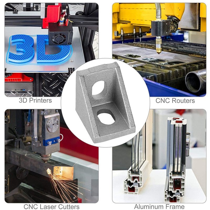 Factory High Quality Die Cast Aluminum Triangle Angle Brackets Connector Corner Bracket for Aluminum Profile frame 3D Printer