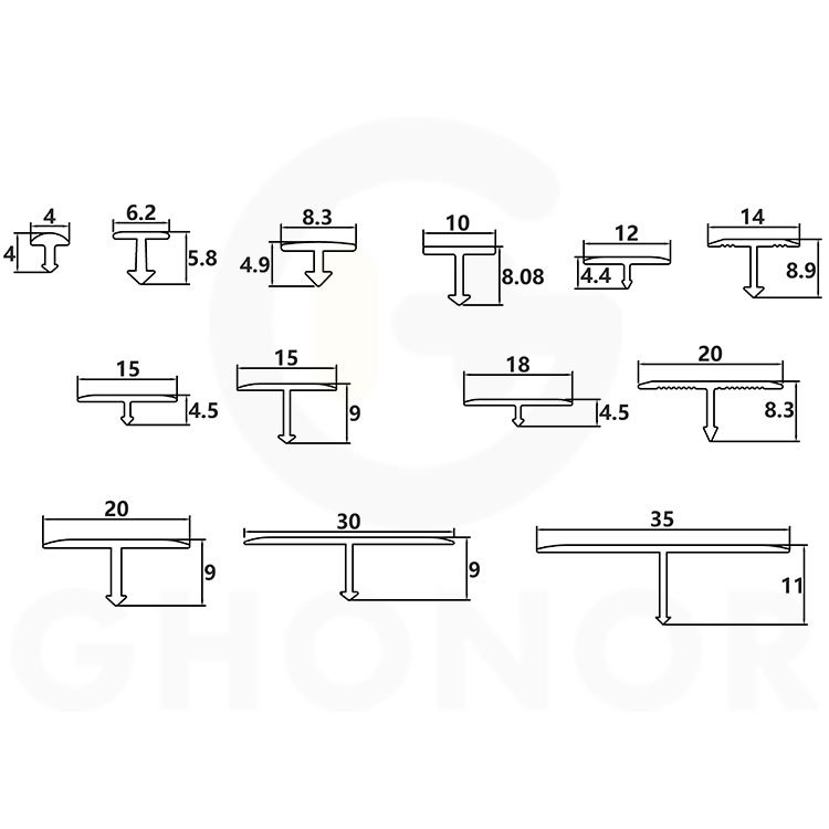 Ghonor Custom Anodised T Shape Profile Tile Trim Aluminium Anodized Bronze Aluminum Extrusion Profiles Manufacturer Anodising