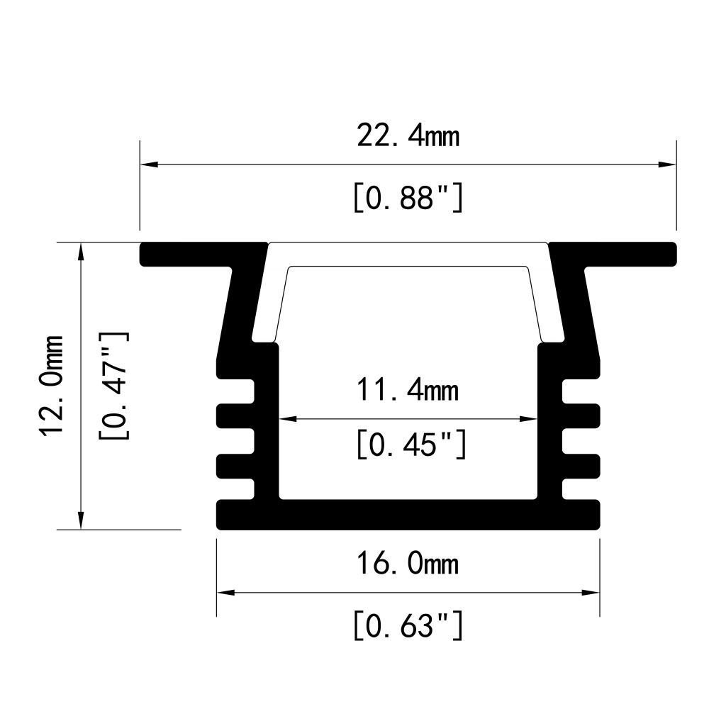 16*12mm track rail system Recessed mounted aluminium profile light for led strip