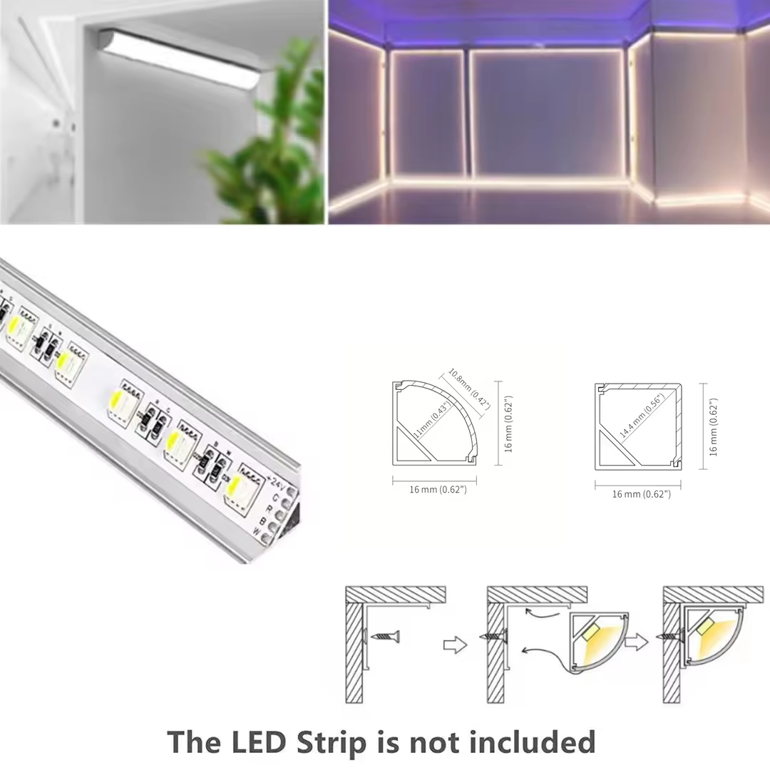 Surface Mounting Linear Lighting Profil Channel Housing 45 90 Degree Corner Aluminum Profile LED Strip Light