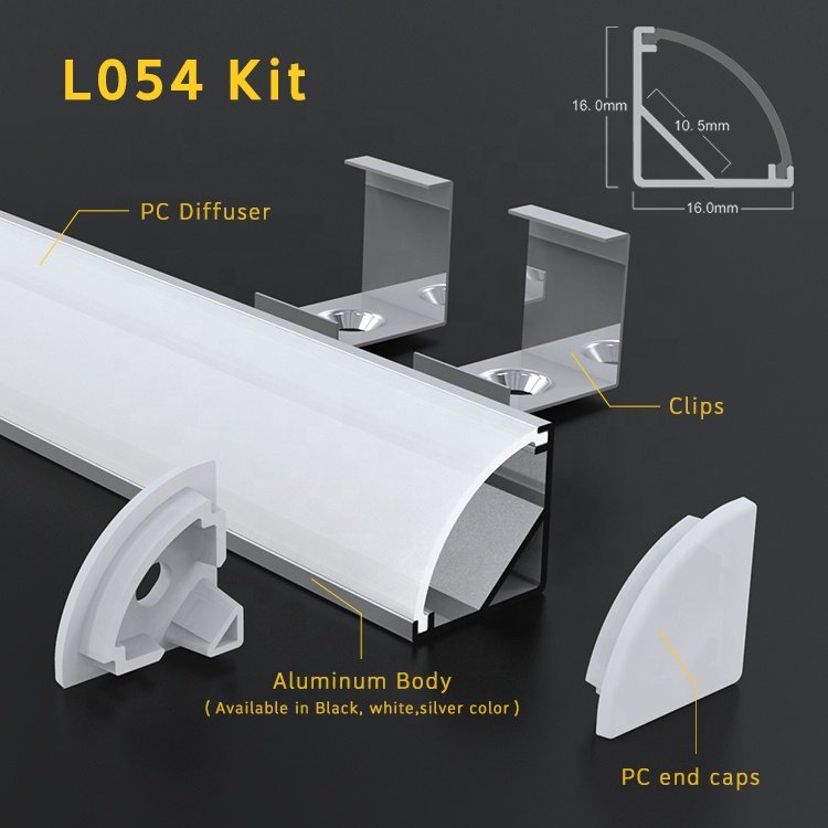 Free Samples High Quality L054 Alu Profil Channel Extrusion 90 Degree Angle Led Strip Lighting Corner Led Aluminum Profile