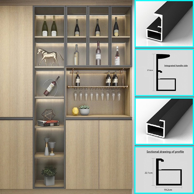 20mm glass wardrobe profile 20 mm slim aluminium profile for wardrobe glass door
