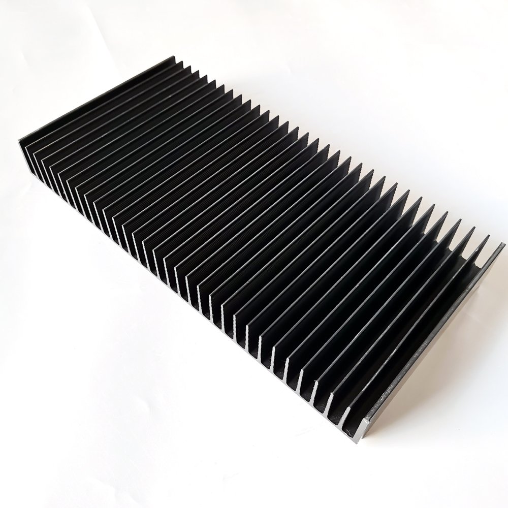 Black Anodized Custom CNC Large Aluminium Audio Heatsink 400(W)*50(H)*200(L)mm High Power Amplifier Heat Sink