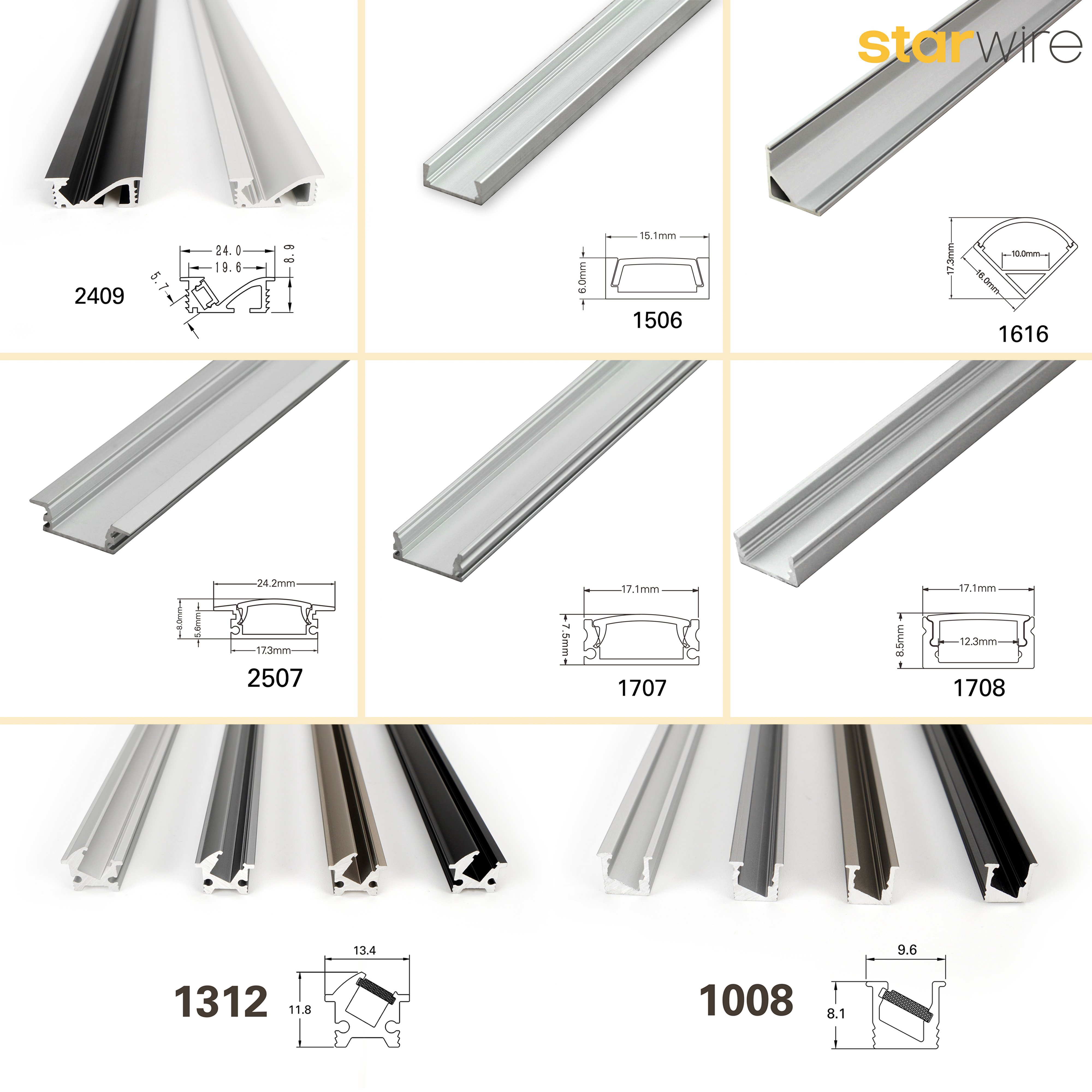 Recessed LED aluminium profile for led strips lighting with spring clip