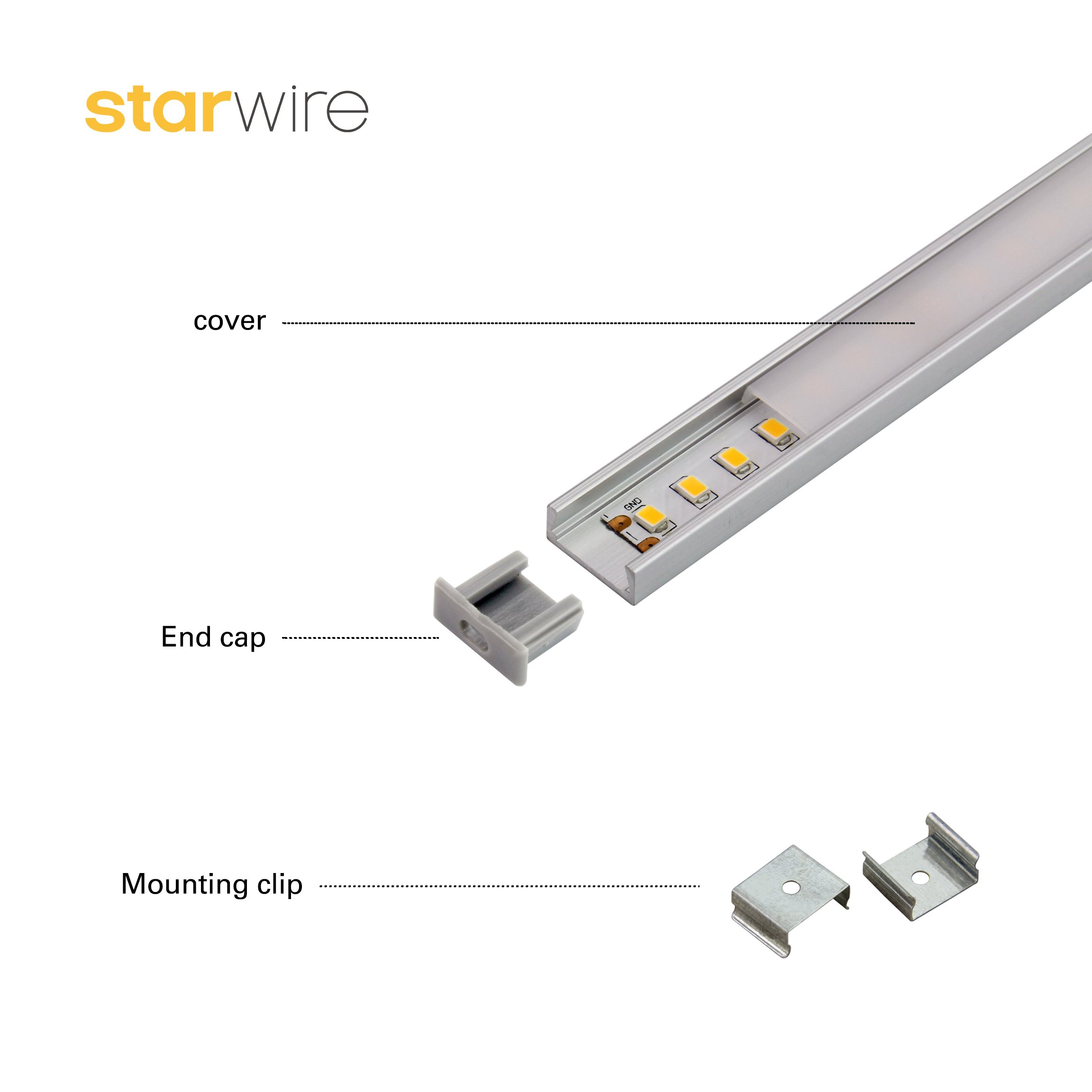 Recessed LED aluminium profile for led strips lighting with spring clip