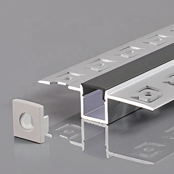 Aluminum extrusion recessed drywall gypsum wall profile for ceiling plaster Led channel diffuser led strip light