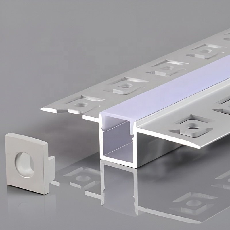 Aluminum extrusion recessed drywall gypsum wall profile for ceiling plaster Led channel diffuser led strip light