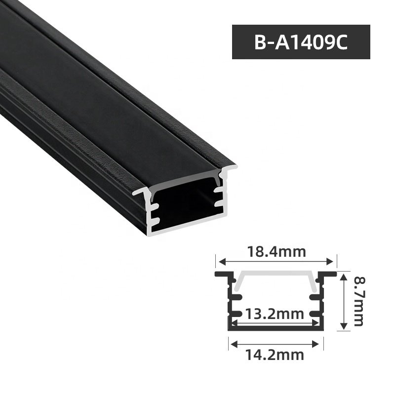 B-A1409 U Shape 1m 2m 3m Aluminium Extrusion Profiles Black Aluminium Profile Channel for led strip lights