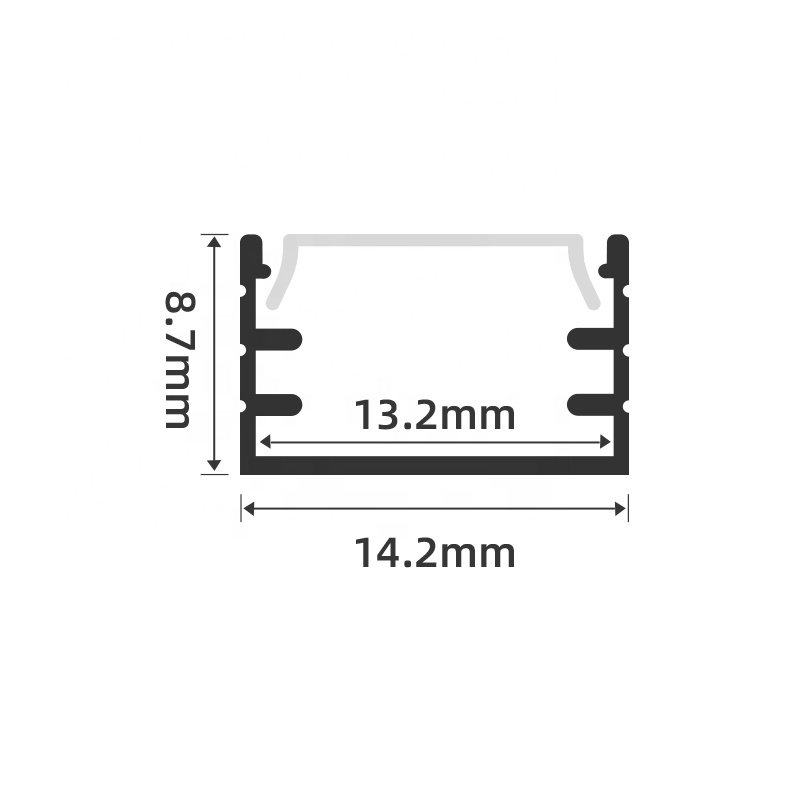 B-A1409 U Shape 1m 2m 3m Aluminium Extrusion Profiles Black Aluminium Profile Channel for led strip lights