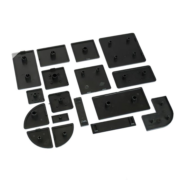 Black aluminum profile end plastic cover
