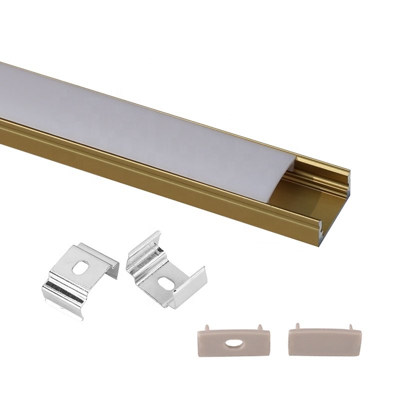 New Gold and Champagne Anodized Color Super Thin Led Aluminum Profiles with PMMA diffuser for LED Strip