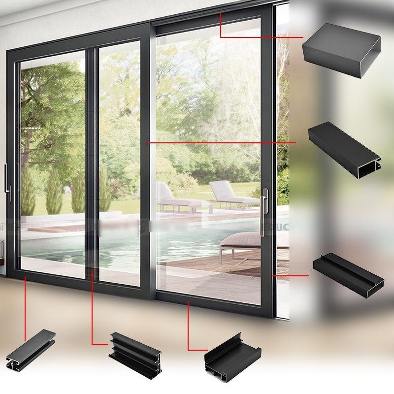 Extrusions Aluminum Profiles 6000 Series Door Aluminum Profile Powder Coated Custom Aluminium Profiles