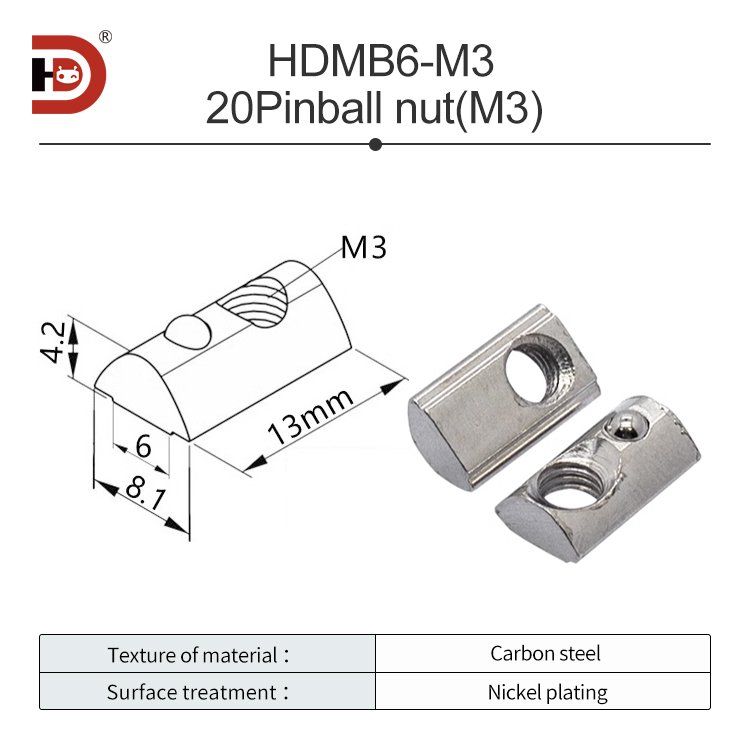 Aluminum profile positioning nut elastic nut spring plate steel ball nut block 20-30-40-45M3M4M5M6M6M8M10