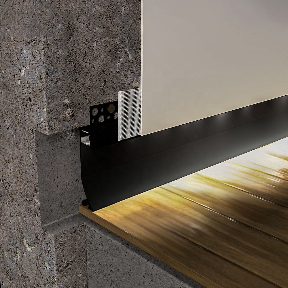 18107 LED skirting aluminum profile embedded recessed installation assembled with LED strip for indoor decoration light