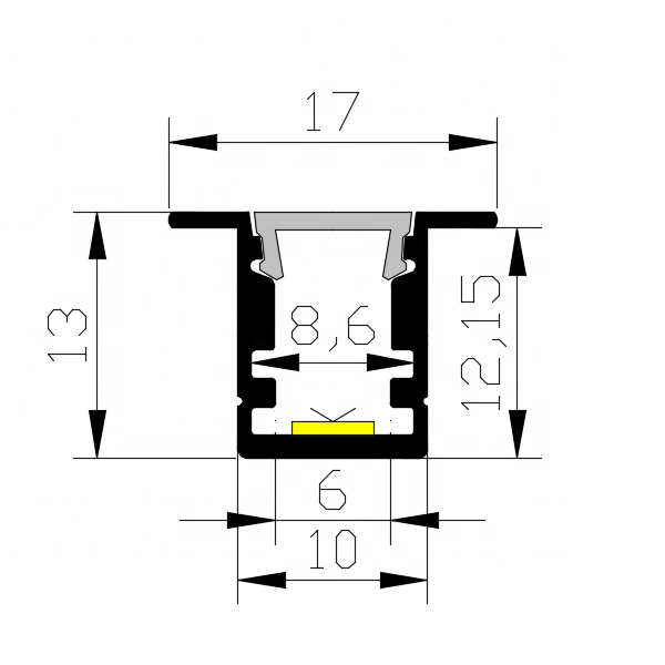 For LED Light Strips Recessed Alu Channel Housing Pc Diffuser Plasterboard Drywall Plaster Gypsum Led Aluminum Profile