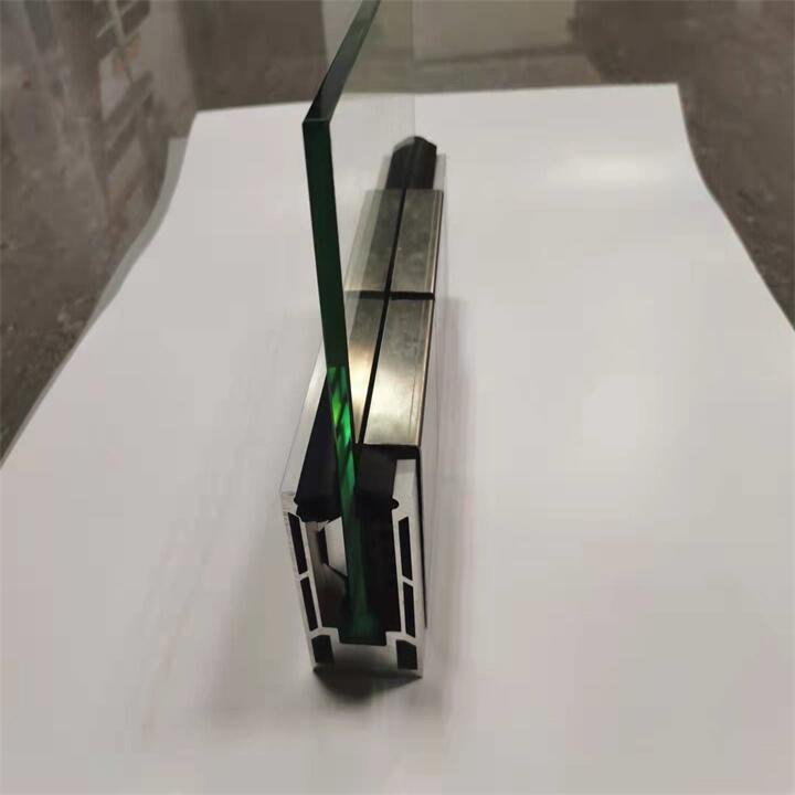 Balcony tempered double deck system manufacturer U-shaped base trough aluminum clamp fixed glass railing