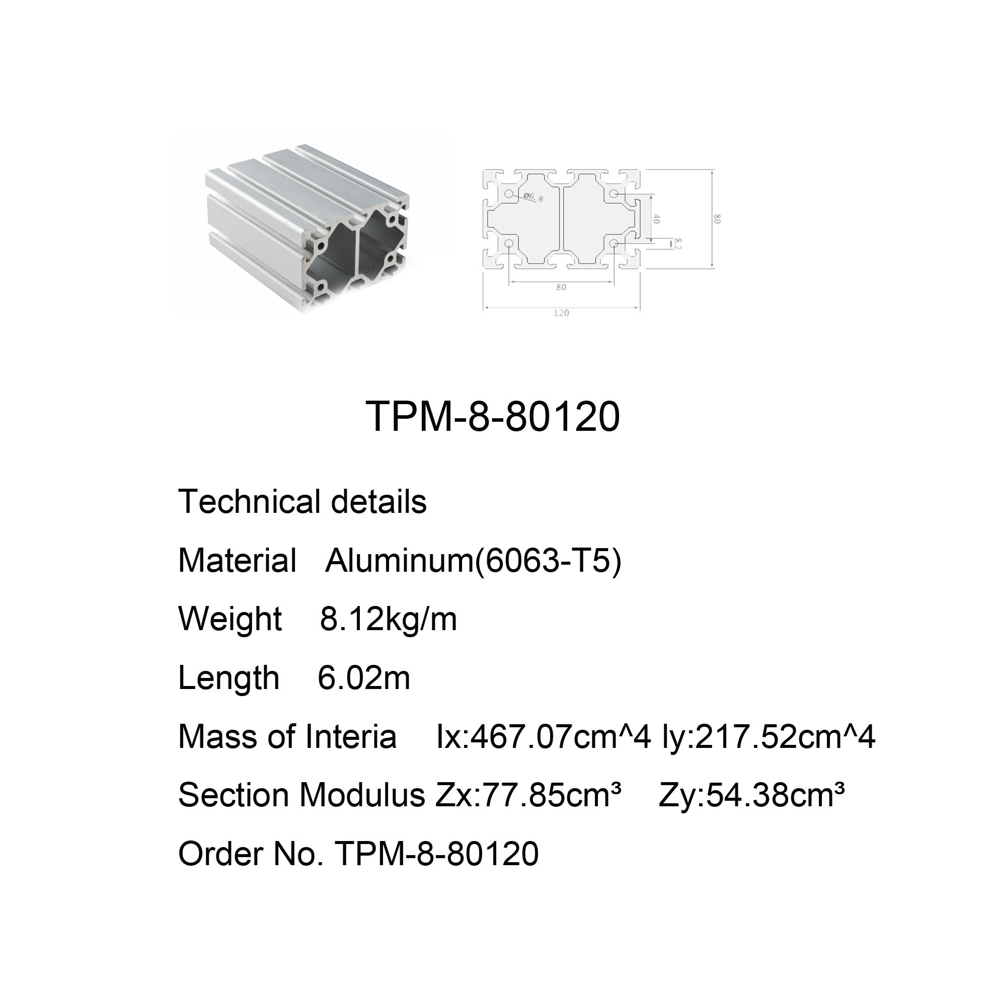 80x120 Aluminum profile Manufacturer Custom Industrial Extruded T Slot aluminium construction profile 80120