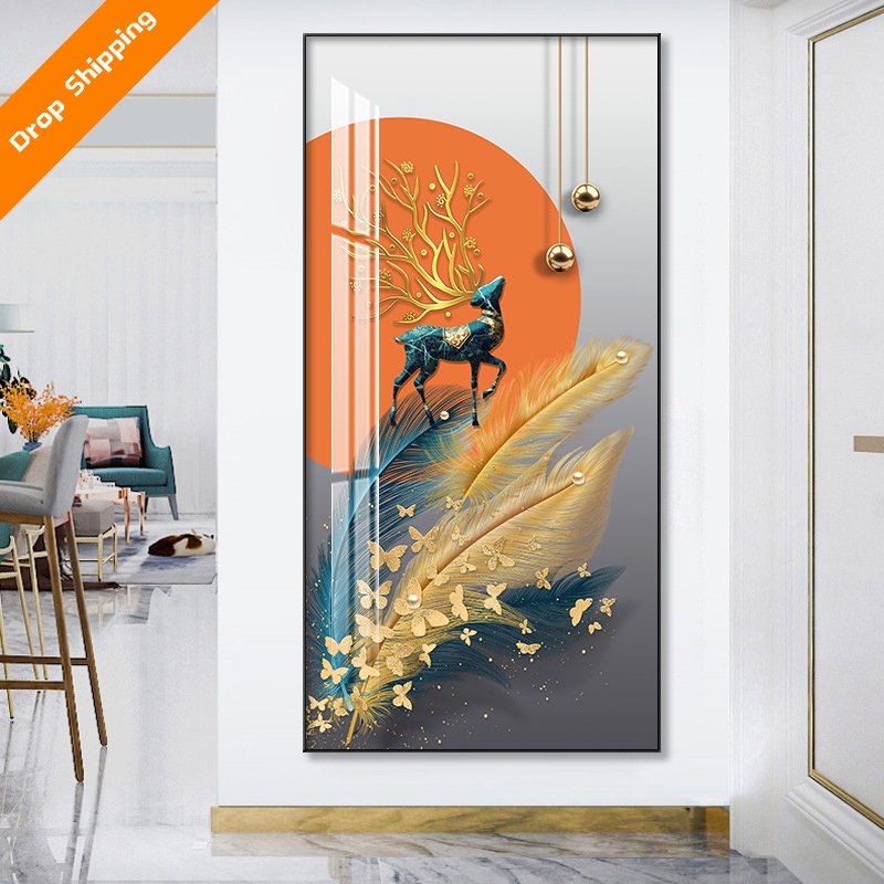 Modern simple and light luxury corridor aisle hanging paintings home crystal porcelain fantasy mural