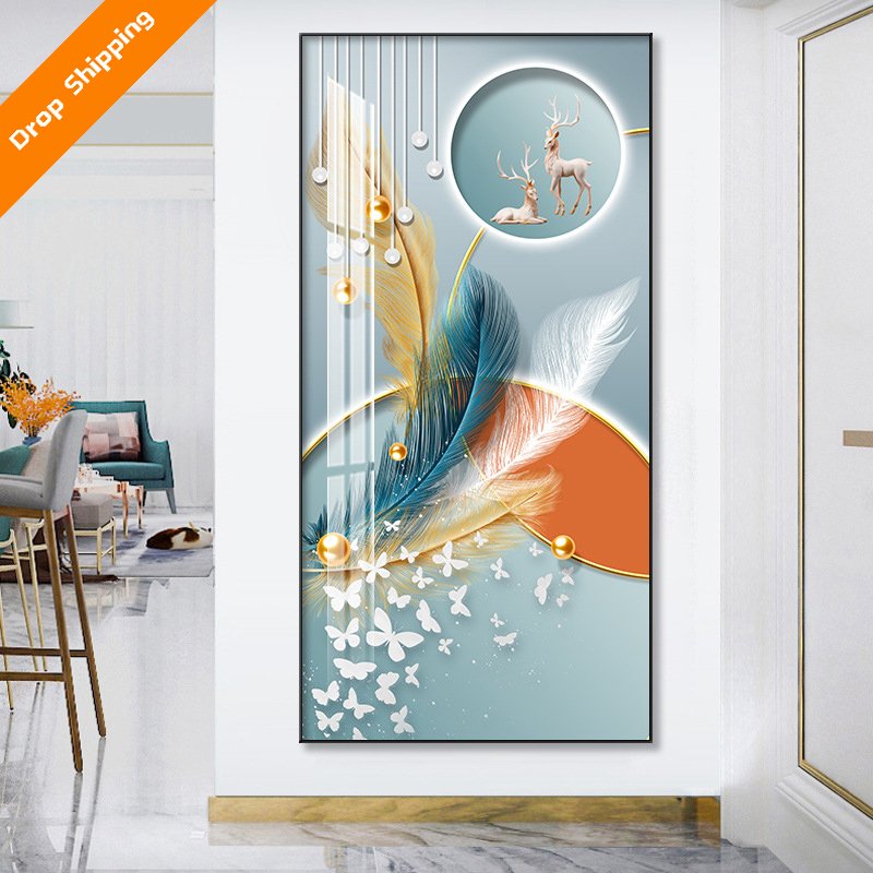 Modern simple and light luxury corridor aisle hanging paintings home crystal porcelain fantasy mural