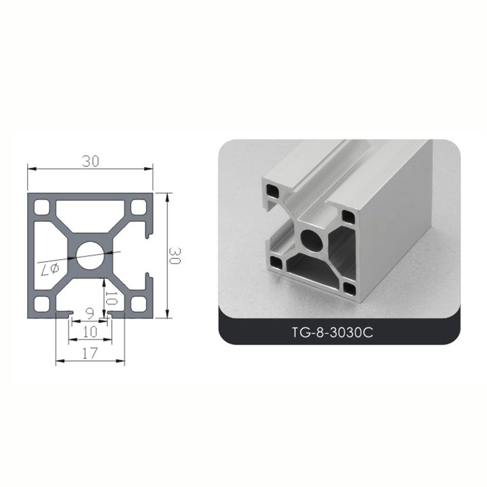 30X30 Industrial Aluminium Frame Material Manufacturer T Track V Slot Extrusion 3030 Aluminium Profile Perfiles De Aluminio 3030