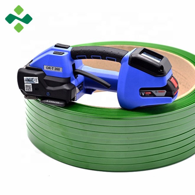 ZILI High Breaking Force 20KG Plastic Embossed Green PET Strapping Roll For Secondhand Clothes Bale