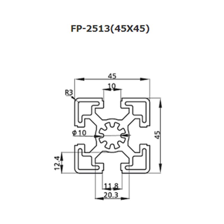 FP-2513 European standard slot 10 anodized aluminum extrusion t slot led aluminum profile