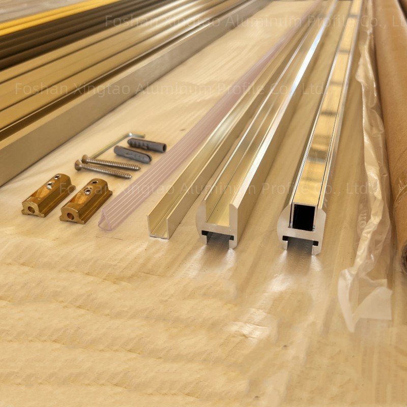Foshan Aluminum profile Factory customized Polished Chrome /Brushed Nickel Shower Door Header Kit profile