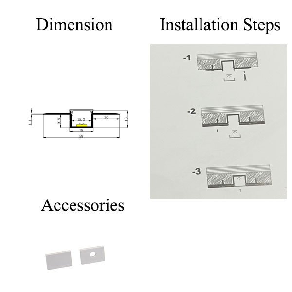 6063-T5 black recessed led aluminum profile for led strips light LED Profile Aluminium Channel for LED Strip