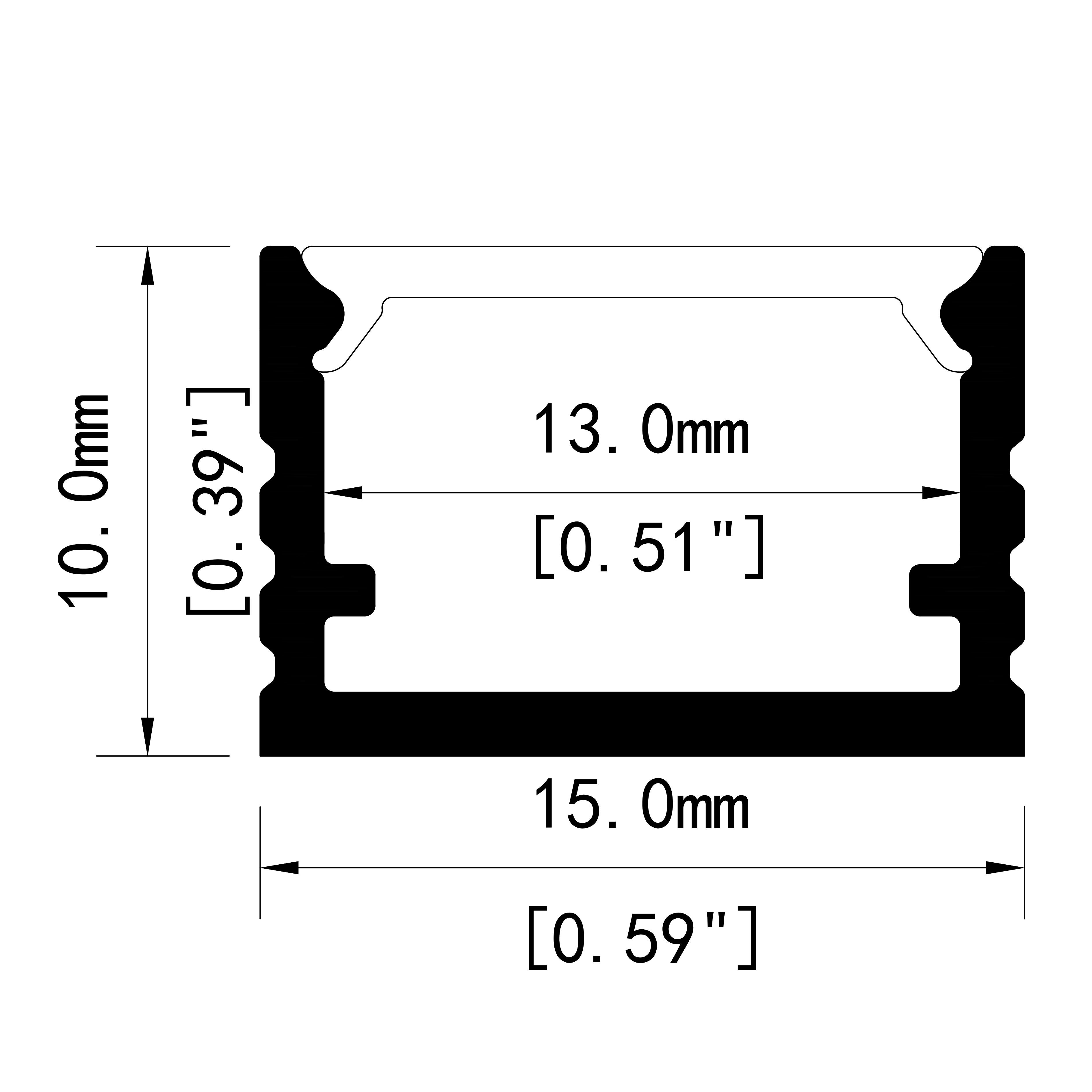 15mm * 10mm New led line groove concealed recessed trough aluminium alloy card slot bar linear strip led profile light