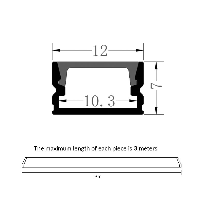 W12*H7 LED Strip U Channels Aluminum Extrusions For LED Profiles Led Aluminum Profile Led Light.